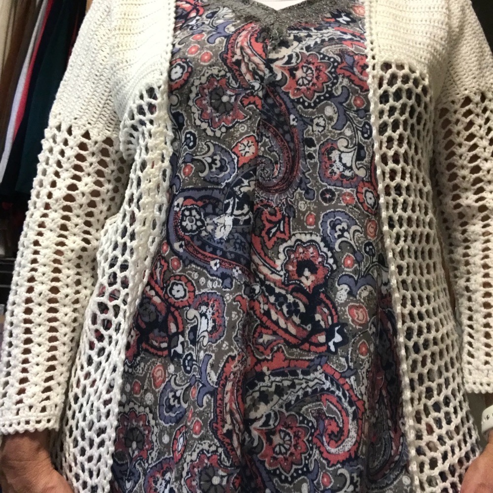 White crochet sweater